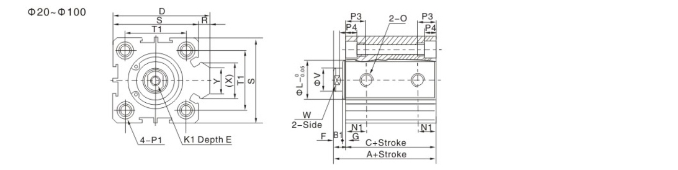 thin pneumatic air cylinder SDA 2